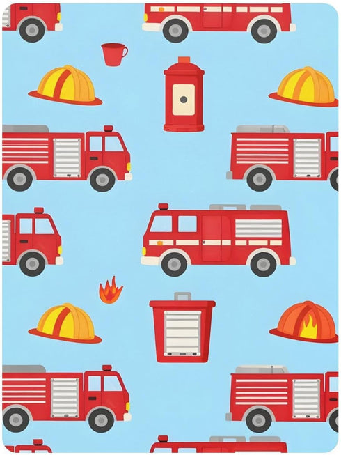 CZXW 52" 28" Cartoon Fire Engine Crib Sheets Fitted x Natural Cotton Soft & Breathable for Baby Crib Mattress