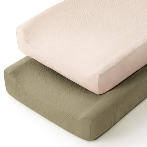 lulumoon Muslin Changing Pad Cover: Baby Diaper Changing Table Pad Cover -