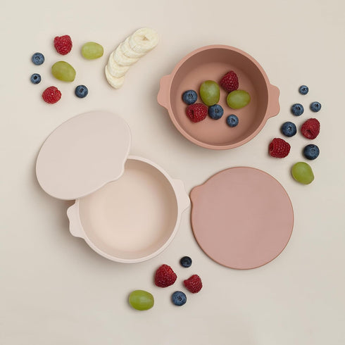2 Pack Silicone Bowls with Lids, for Babies and Toddlers, BPA Free, Dishwasher, Microwave, and Freezer Safe by ana baby