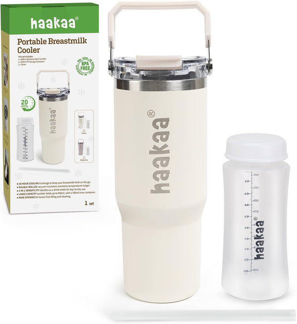 haakaa Portable Breastmilk Cooler 30oz/900ml, Up to 20 Hours of On-The-go Cooling,