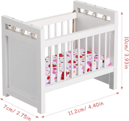 NUOBESTY Miniature Dollhouse Furniture Mini Crib Doll Cradle Decoration for Miniature Dollhouse Party Kit