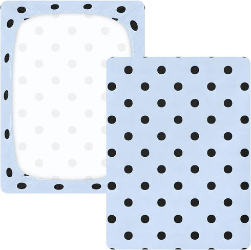 CZXW 52" 28" Blue Polka Dots Crib Sheets Fitted x Natural Cotton Soft & Breathable for Baby Crib Mattress