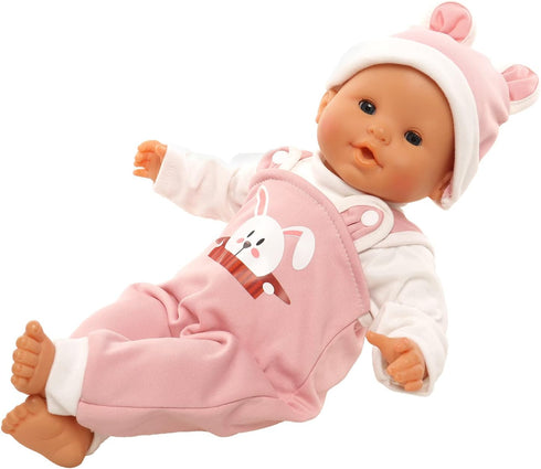 Baby Doll Clothes Handmade Pink Rabbit Top Jumpsuit with Cap Rompers Outfits for 14 to 16 Inch Doll Clothing Set