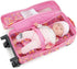 14 Inch Backpack 14" 15" Emily Rose Doll Travel Carrier - Pink Hearts Design with Wheeled Trolley, Removable Bed