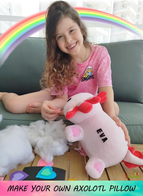 3 4 5 6 7 8 9 10 Make Your Own Axolotl Plush Pillow Kit Arts and Crafts for Kids (No Sew), DIY Axolotl Stuffed Toys