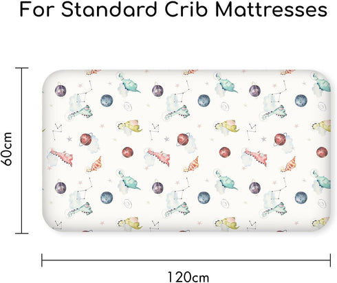 47"x24", 3 Pack Nap Mat Sheet Dinosaur Baby Crib Sheets Fitted Elastic Corners, Preschool Day Care Rest Mat Cover, Soft