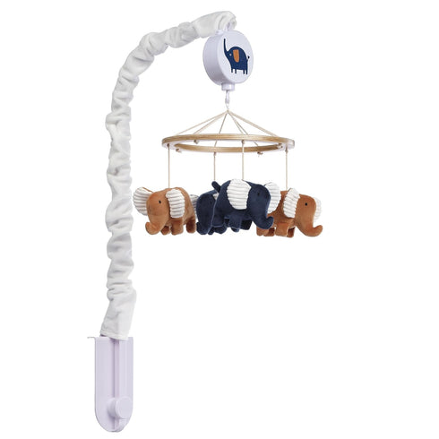 Blue & White Musical Elephant Crib Mobile Soother for Babies
