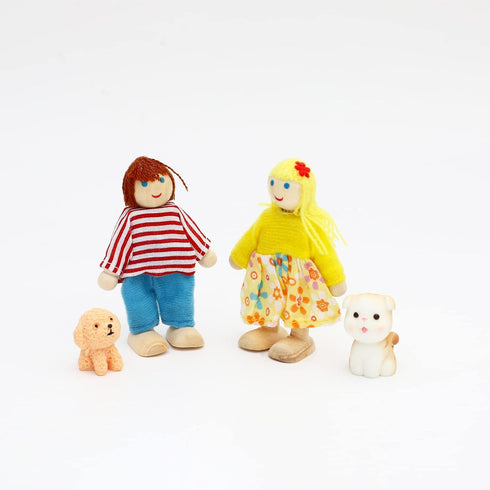 ONEST 15 Pieces Wooden Dollhouse Family Set, Mini People Figures & Accessories for Pretend Play Dolls