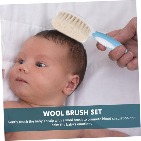 Set Baby Shampoo Brush Hair Accessories for Newborns Toddlers Gentle Wool Bristles