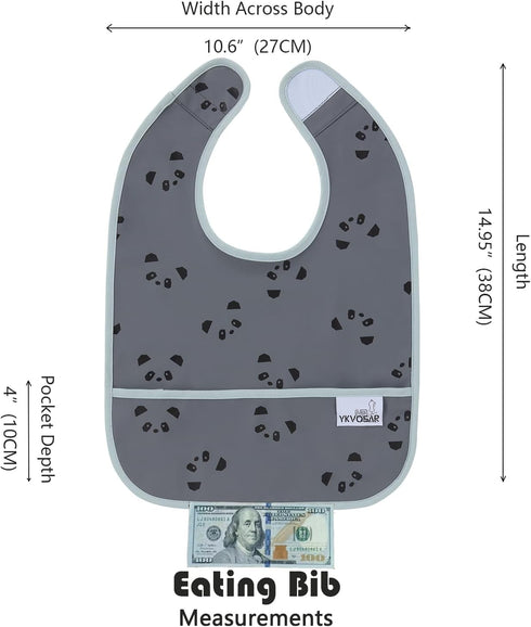 Baby Bibs for Eating - Waterproof Baby Feeding Bibs 3 Packs Washable for 6-24 Months