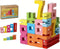 BOVVSKY Wooden Number Building Blocks, Montessori-Inspired Wooden Number Building Blocks, Math Learning Toys