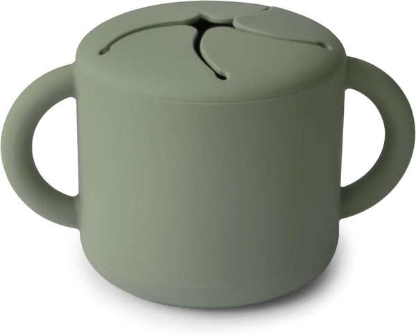 mushie Silicone Snack Cup - Spill Proof Food Container for Toddler and Baby (Dried Thyme)
