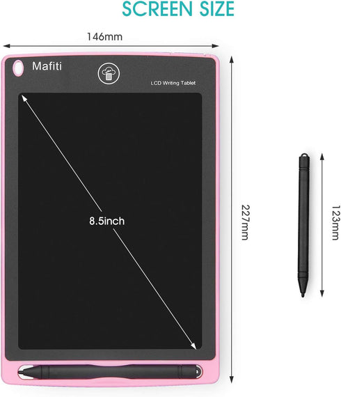 Mafiti 8.5 Inch LCD Writing Tablet - Portable Electronic Doodle Board for Kids - Gifts for Girls - Pink