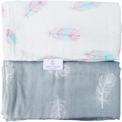 (2) BABY LOOVI muslin swaddle blanket