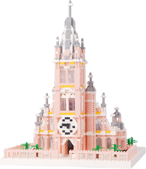 Micro Mini Building Blocks Pink Church Model Building Set Famous Architecture Model