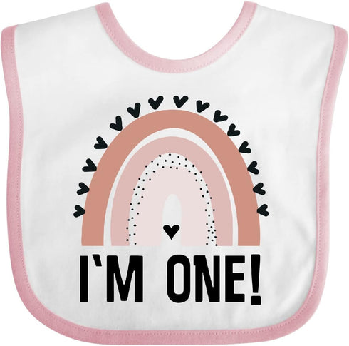 inktastic 1st Birthday Boho Rainbow - 1 Year Old Baby Bib for Celebrations