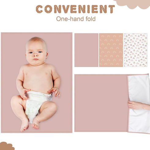 Geelin 3 Pcs PU Baby Diaper Changing Pad, 20 x 28 Inches Foldable Portable Changing Mat, Waterproof Liner for Newborns