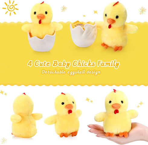 6 Skylety Pcs Chicken Stuffed Animal with Baby Chicks Inside Chicken Plush Toy for Kids Stuffed Animal Egg Laying Hen