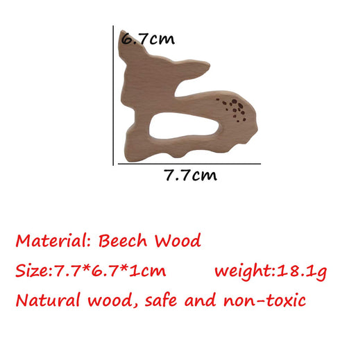 10pcs Natural Wooden Sika Deer Teething Pendant Pure Natural Beech Wood Animal Teether Shape Handmade Necklace/Bracelet Accessory (Sika Deer 10pcs)