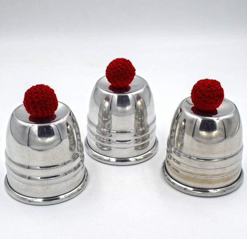 Magic Cups and Balls - Professional Performance Grade Polished Aluminum Cups and Knitted Balls Included