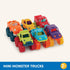 Battat Plastic Toy Cars - 6-Pack with Storage Bag, Colorful Toddler Trucks, Easy to Clean, Mini Monster Trucks for 2+
