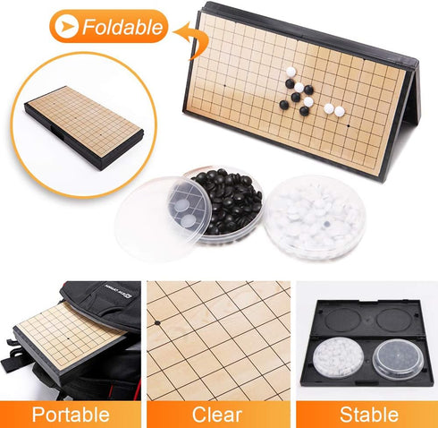 SongYun Magnetic 19x19 Go Game Set - 11-Inch Folding Board with 361 Plastic Go Stones