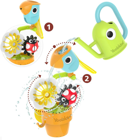 1-3) 3 Yookidoo Watering Can Baby Bath Toy (Ages Spinning Lady Bug & Tipping Bird Toy With Moving Pieces (Mold Free)