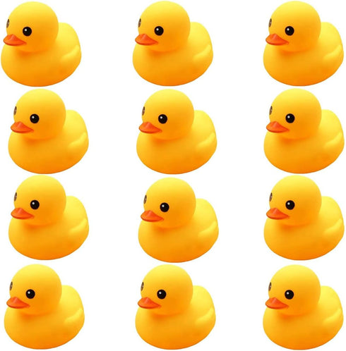 Preschool Bath Toys - Rubber Floating Squeaky Baby Wash Shower Toy for Toddlers, 12 Pcs (Yellow Duck)