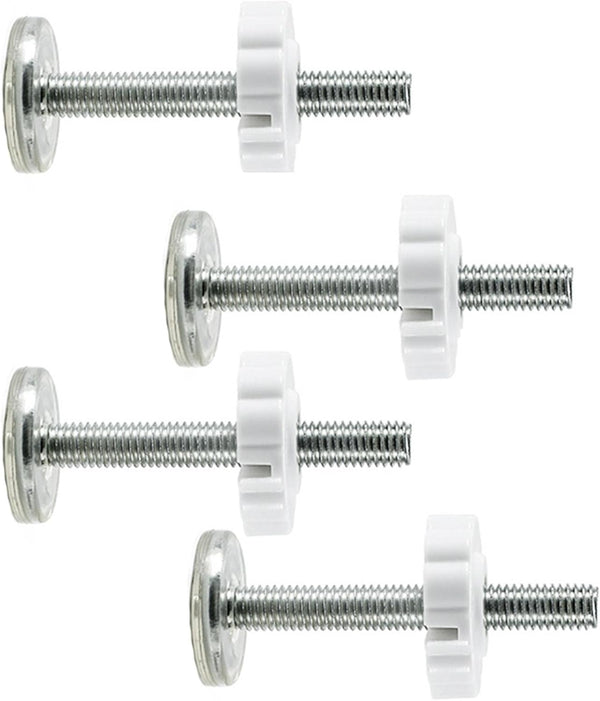 Pressure Mount Baby Gate Threaded Pivot Rod, 4-Pieces Mounting Bolt Kit for Stair Gate, Dog Gate, White