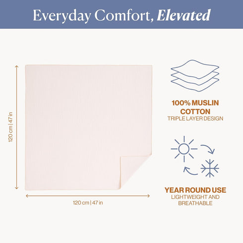 (47 47 Toddlekind Kind Cloth Organic Cotton Muslin Baby Blanket in) Multi-Use Swaddle, Nursing Cover & Stroller Blanket