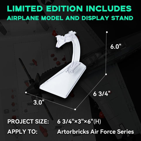 P-51 Set 258 ArtorBricks Mustang Fighter Airplane Military Building with Display Stand - Piece Model Kit for Adults