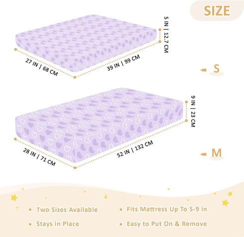 miaozhen 1 Pack 52x28 Cotton Crib Sheets for Baby Boys Girls Comfy Breathable Abstract Art Heart Purple Toddler