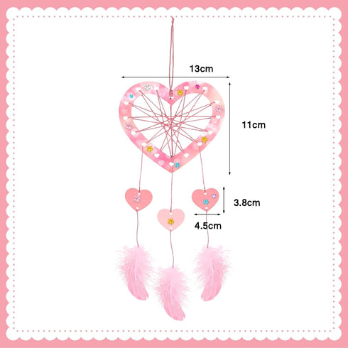 6 Pack Fennoral Heart Dream Catcher Craft Kit for Kids Paint You Own Love Heart Dream Catcher DIY Coloring Mother's Day