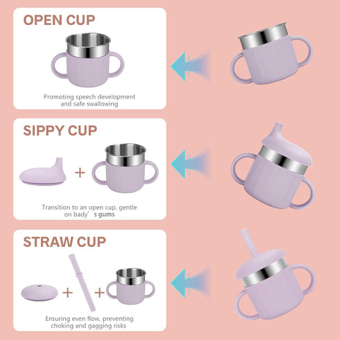 7.4 Oz 3 6-12 1-3 4 Baby Sippy Cups, Sippy Cups, Stages Training Cup, Straw Cup for Infants Toddlers Month and Kids