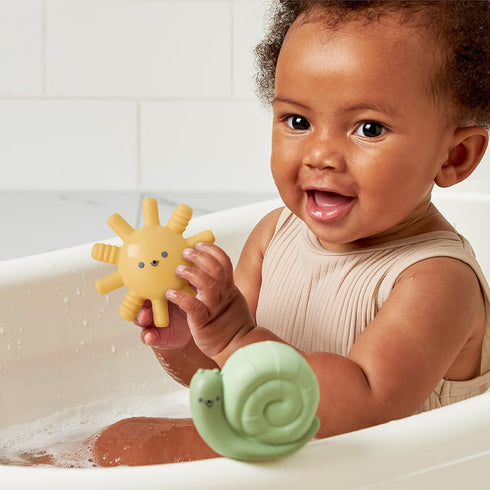 Set 4 Itzy Ritzy Water-Squirting Sensory Bath Toys Soft, Textured & Easy to Squeeze for Babies & Toddlers Characters