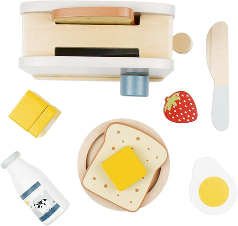Playset 11 PairPear Pop up Toaster Play Kitchen - Wooden Toy Food Accessories for Kids
