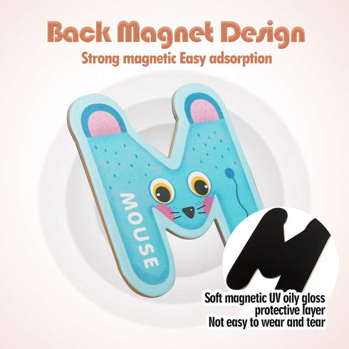 Jumbo Magnetic Letters Colorful ABC Alphabet Animal Shape Toys - Large Uppercase Refrigerator Fridge Magnets, Preschool