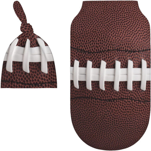 Football Swaddle Wrap, Newborn Receiving Blanket, Soft Sleeping Sack for Baby Boys Girls