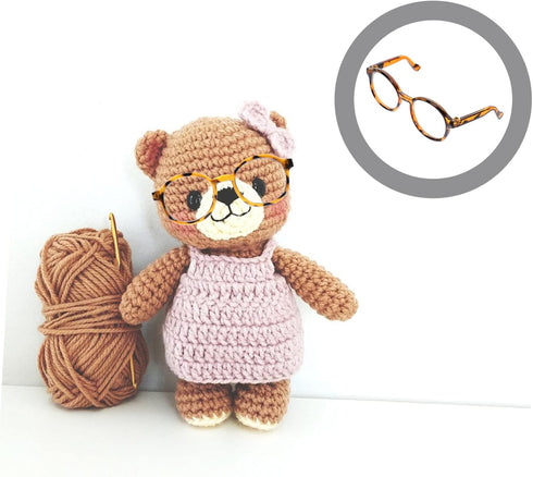 Toyvian 2pcs Clear Glasses for Kids DIY Doll Supplies, Round Retro Decorative Glasses