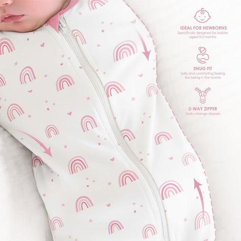 0-2 Pack 2) Baby Swaddle Months, Cotton Arm-In Zipper Sleep Sack, Wearable Blankets Wrap for Newborn Infant Girls (Bow