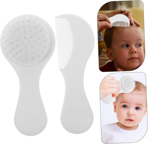 VANZACK 2Pcs Set Brush and Comb with Soft Bristles Gentle Scalp Massage Brush for Newborns Cradle Cap Treatment