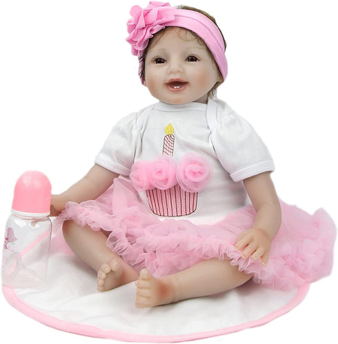 22 inch 2pcs Set 20-22 Inch ZIYIUI Reborn Baby Dolls Clothes Outfit Accessories for Reborn Doll Newborn Girl White