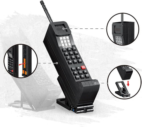 Vintage Telephone Mobile Phone Building Blocks with Mobile Phone Holder,Has Collectible Value,The Best Gift for 6+Children, Teenagers, and Adults,489PCS
