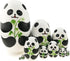 Cute Animal Theme Black and White Panda Egg Shape Wooden Nesting Dolls Set - 10 Pieces for Kids Toy