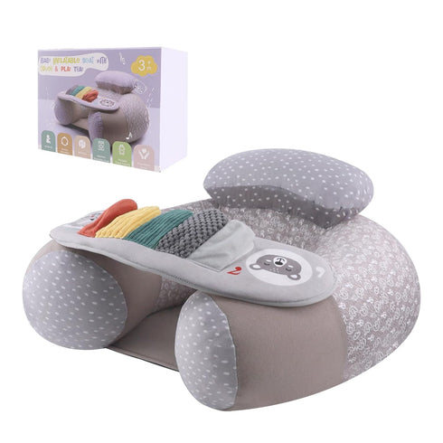 3-36 Upgraded Blublu Park Baby Donut Sit Me Up Floor Seat for Months, Wider U-Shape Inflatable Baby Seat with Cover