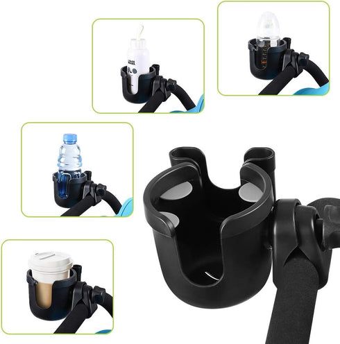 Accmor 2-in-1 Stroller Cup Holder with Hook, Bike Cup Holder, Universal Cup Holder for Uppababy Nuna Doona Strollers