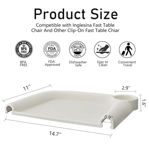 Baby Dining Tray Compatible with Inglesina Fast Table Chair - Silicone Feeding Tray, Dishwasher Safe, BPA Free, White