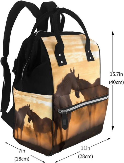 DWVTSLH Backpack Mummy Backpack Horses in Love Diaper Bag Multifunction Nappy Bags Waterproof Large Capacity Travel