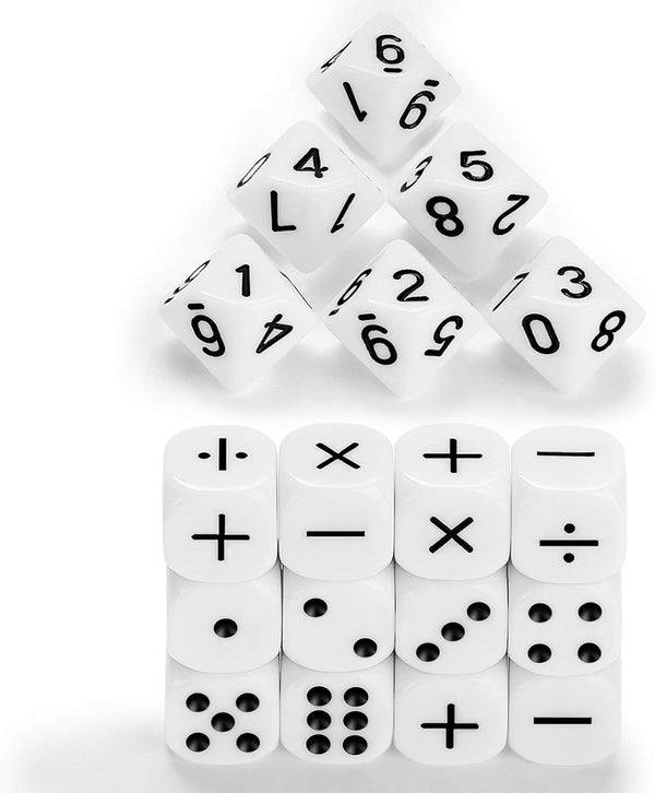 Gejoy 18 Pieces Teaching Dice Set for Math Operation, Number and Dot Dice - Classroom Supplies
