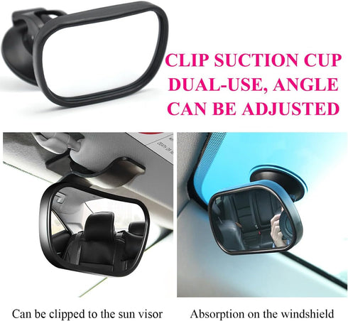 Ohleats 360 Baby Car Mirror, Shatter-Proof Rear Facing Mirror for Infant Safety, Rotation Clear View for Windshield Sun